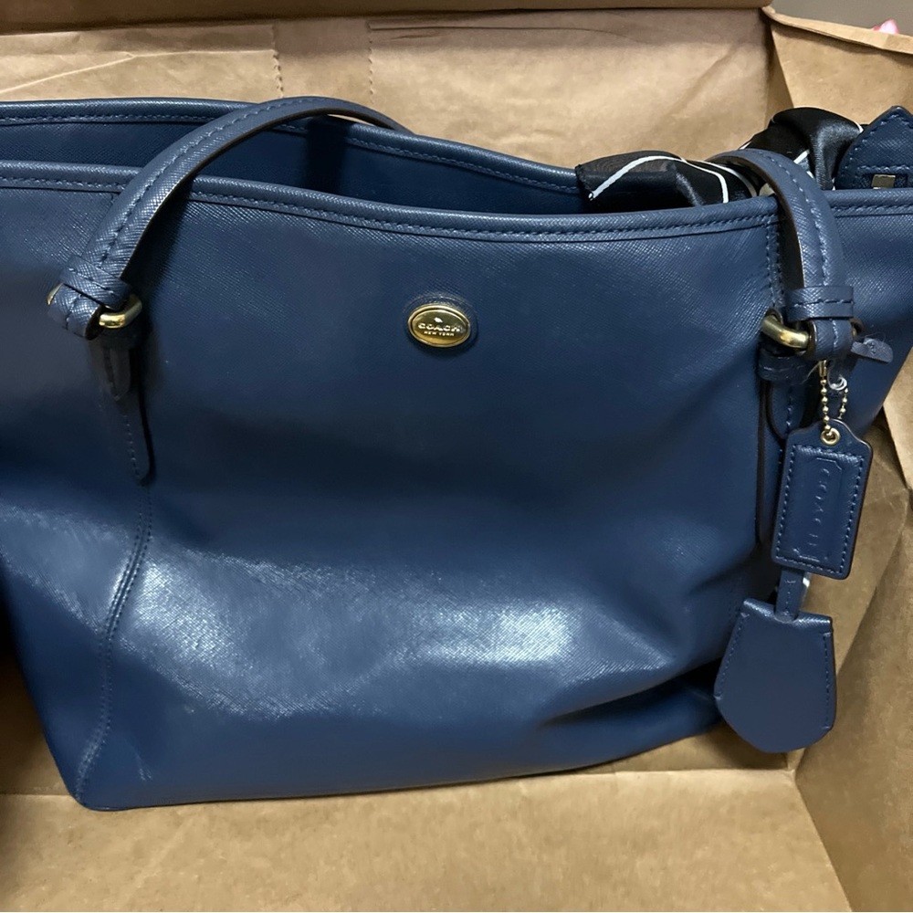 Coach Blue Leather Tote Bag